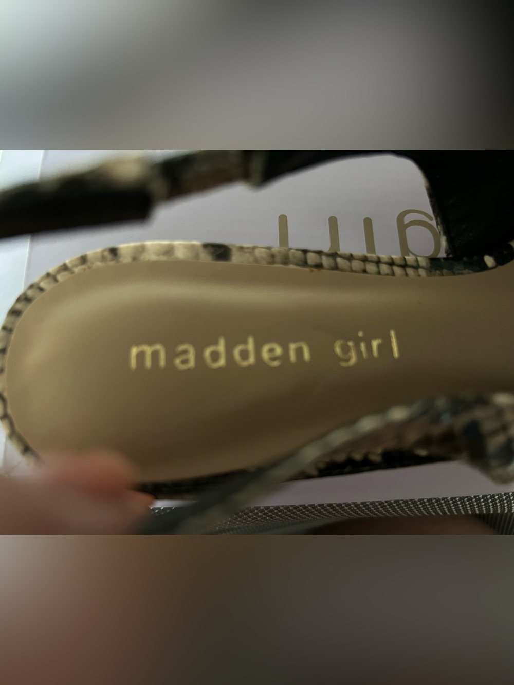 Madden Girl Snake-Print Slingback Mules in Beige and Black - Picture 2 of 3